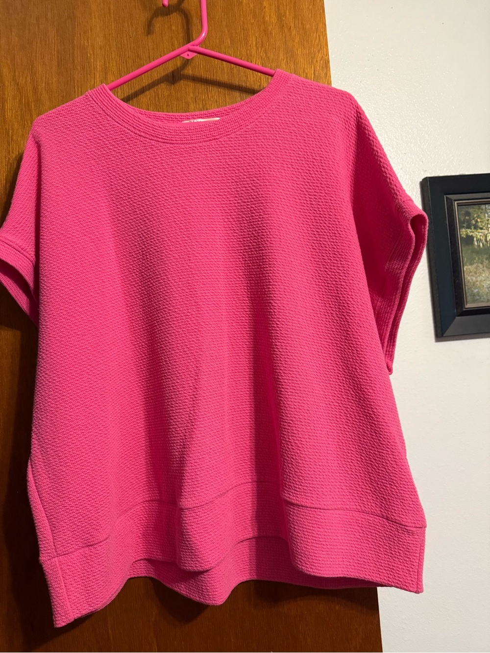 Source Unknown Hot Pink Boxy Knit Top